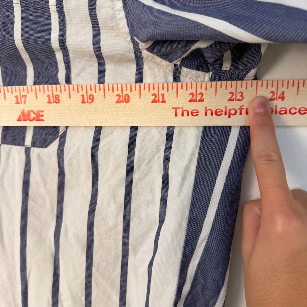 Weekend Max Mara Libano Shirt Blue White Stripe Oversized Cotton Button Down - Picture 6 of 9